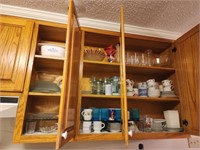 Large cabinet lot of cups plates dishes and more