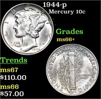 1944-p Mercury Dime 10c Grades GEM++ Unc