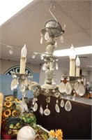 5 ARM CHANDELIER WITH CRYSTAL PRISMS: