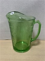 Green Depression Glass Lemonade Pitcher -