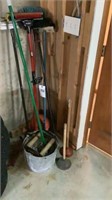 Assortment of Mop and Brooms, Plungers and