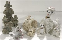 Various antique poodle Japanese figurines