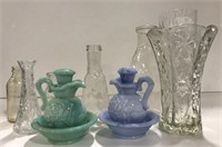 Antique Avon decanters and glass