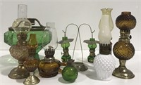 Various vintage oil lamps
