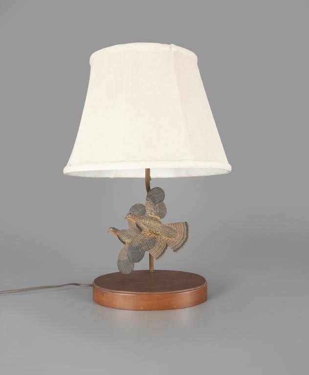 Two Miniature Grouse with Lamp