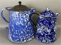 2 blue agate coffee pots ca. 1900-1920; cobalt