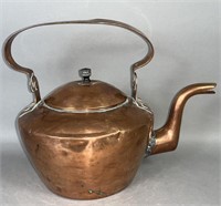 Signed "Ebert" copper gooseneck tea kettle ca.
