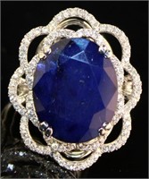 14kt Gold 15.12 ct GIA Sapphire & Diamond Ring