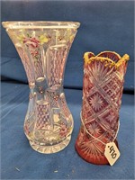 (2) Cut-to-Clear Bohemian Vases
