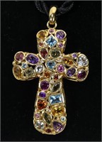 14K Yellow gold cross, approx. 1.5" x 2", with