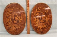 (2) Beautiful Marquetry Inlay Bird Plaques