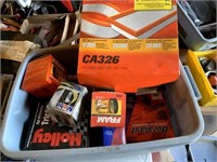 Tote of Oil Filters, Air Filter