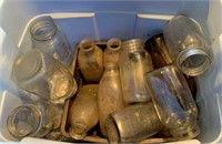 Tote of Fruit Jars, Canning Jars, Misc.