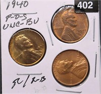 1940-P/D/S U.S. Lincoln Cents