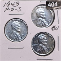 1943-P/D/S U.S. Lincoln Cents