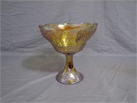 Vintage Amber Iridescent Carnival Glass Pedestal