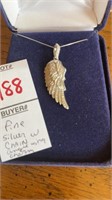 Fine chain with 925 Angel wing charm. Chain 18