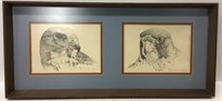 FRAMED DOUBLE HAWK PRINT SIGNED NUMBERED