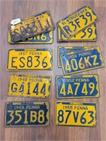 (12) PA license plates from the 40's & 50's