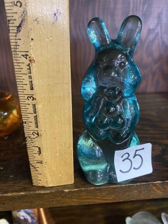 Turquoise, glass rabbit