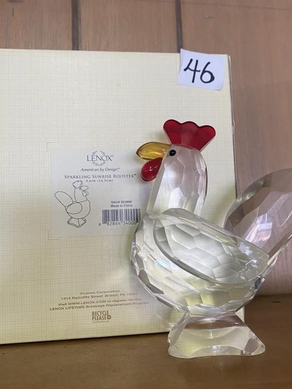 Lenox glass rooster – sparkling sunrise, rooster