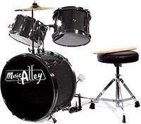 Music Alley 3 Piece Kids Drum Set with Throne,