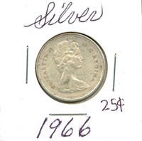 1966 Canadian Silver Quarter