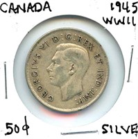 1945 Canadian Silver Half Dollar