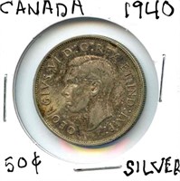 1940 Canadian Silver Half Dollar
