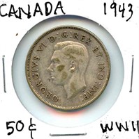 1943 Canadian Silver Half Dollar