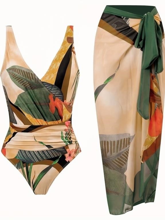 P2610  Tropical Print One Piece Swimsuit  Cover-U