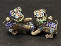 Antique Chinese Foo Dogs, Filigree w/ Movable