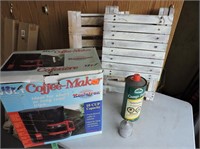 Folding Wood Benches, 12v Coffee Maker