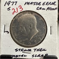 1977-S MAJOR ERROR GEM PROOF STRUCK THRU