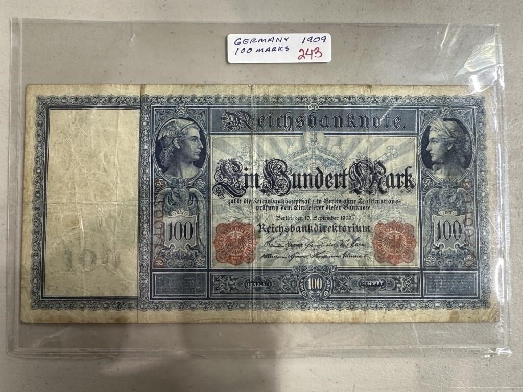 1909 GERMANY 100 MARKS NOTE