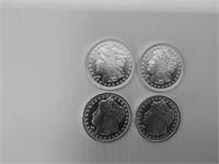 (4) 1 oz. silver rounds