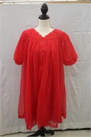 Vintage Shadowline Red Gown & Robe