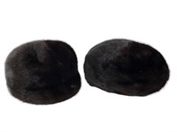 2 Black Mink Fur Hats