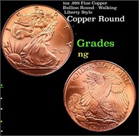 1oz .999 Fine Copper Bullion Round - Walking Liber