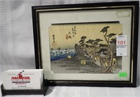SMALL SIGNED JAPANESE WOOD BLOCK 10x8