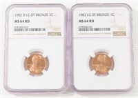 NGC 1982 & 1982-D LINCOLN PENNIES LG DATE MS64RD