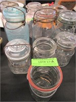 10 Vintage Hinge-Top Canning Jars, 4 w/out Lids, B