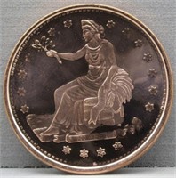 Copper .999 Fine Seated Liberty One AVDP Ounce