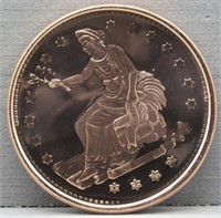 Copper .999 Fine Seated Liberty One AVDP Ounce