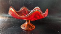 Viking Glass Amberina Footed Compote