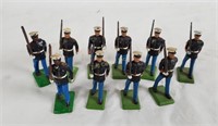 10 Cast Metal Marching Military Figures