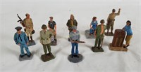 10 Cast Metal Figures- Soldiers, Girl By Radio Etc