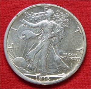 1916 D OBV Walking Liberty Silver Half Dollar