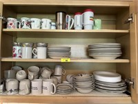 3 shelves of dishes & coffee cups