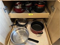 Pots & pans in cabinet